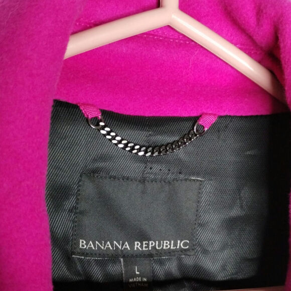 Banana Republic Melton Cocoon Coat Large Pink Balmacaan Oversized - Picture 9 of 12